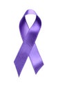 Purple satin ribbon on white background. Pancreatic cancer awareness concept