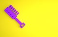 Purple Sauna brush icon isolated on yellow background. Wooden brush with coarse bristles for washing in the bath. Anti