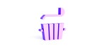 Purple Sauna bucket and ladle icon isolated on white background. Minimalism concept. 3d illustration 3D render Royalty Free Stock Photo