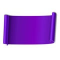 Purple scroll isolated on white background. Violet paper roll banner 3D. Ribbon design for Christmas frame, New Year Royalty Free Stock Photo