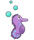 Purple Seahorse Illustration Isolated on white with clipping path Royalty Free Stock Photo