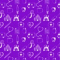 Purple seamless pattern-medical items