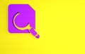 Purple Search concept with folder icon isolated on yellow background. Magnifying glass and document. Data and Royalty Free Stock Photo