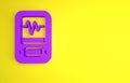 Purple Seismograph icon isolated on yellow background. Earthquake analog seismograph. Minimalism concept. 3D render