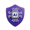 Purple Shield with AI Chip and Circuitry Symbolizing Artificial Intelligence Security Royalty Free Stock Photo