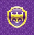 Purple Shield With Golden Eagle Vector Royal Icon floral background