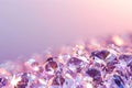 Purple shining diamonds at the bottom of a light purple background with space for text Royalty Free Stock Photo