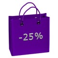 Purple shopping bag with word -25%