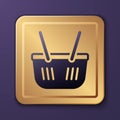 Purple Shopping basket icon isolated on purple background. Online buying concept. Delivery service sign. Shopping cart