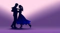 Purple silhouette of ballroom dancers