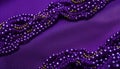 Purple silk necklace with shiny pearl beads on dark background generated by AI generated by AI Royalty Free Stock Photo
