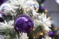 Purple and silver ball ornaments decoration for Christmas tree Royalty Free Stock Photo