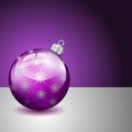 Purple silver merry christmas ball