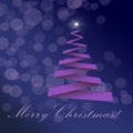 Purple Simple Christmas Greeting Card on a Sparkly Background Royalty Free Stock Photo
