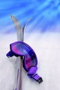 Purple Ski Goggles & Skis Royalty Free Stock Photo