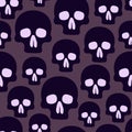 Dark Purple Skull Heads Seamless Repeat Design