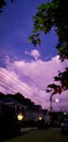 Purple Sky Street Lights Night Royalty Free Stock Photo