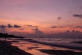 Purple sky and sunset ocean