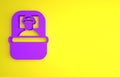 Purple Sleeping bag icon isolated on yellow background. Minimalism concept. 3D render illustration