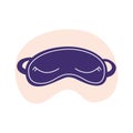 Purple sleeping mask. Flat vector illustration in trendy colors, isolated on a white background