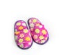 Purple slipers isolated on white Royalty Free Stock Photo