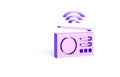 Purple Smart radio system icon isolated on white background. Internet of things concept with wireless connection