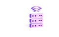 Purple Smart Server, Data, Web Hosting icon isolated on white background. Internet of things concept with wireless