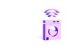 Purple Smart washer system icon isolated on white background. Washing machine icon. Internet of things concept with