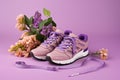 purple sneakers and flowers from generative ai