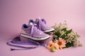 purple sneakers and flowers from generative ai