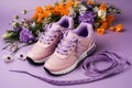 purple sneakers and flowers from generative ai