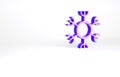 Purple Snowflake icon isolated on white background. Minimalism concept. 3d illustration 3D render