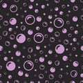 sameless pattern of Purple soap bubbles on a black background Royalty Free Stock Photo