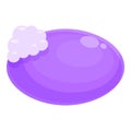 Purple soap icon cartoon vector. Foam detergent