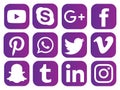 New purple most popular social media logo icons vector