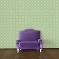 Purple sofa and vintage wallpaper Royalty Free Stock Photo