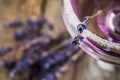 Purple soft lavender cocktail on the rustic background. Selective focus. Shallow depth of field Royalty Free Stock Photo