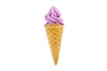Purple soft serve ice cream isolated on white background with clipping path Royalty Free Stock Photo