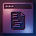 Purple Software, web developer programming code icon isolated on purple-blue background. Javascript computer script Royalty Free Stock Photo