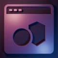 Purple Software, web developer programming code icon isolated on purple-blue background. Javascript computer script Royalty Free Stock Photo