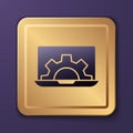 Purple Software, web development, programming concept icon isolated on purple background. Programming language and program code on