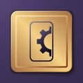 Purple Software, web development, programming concept icon isolated on purple background. Programming language and