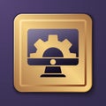 Purple Software, web development, programming concept icon isolated on purple background. Programming language and