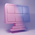 Purple Solar energy panel icon isolated on purple background. Minimalism concept. 3D render illustration Royalty Free Stock Photo