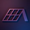 Purple Solar energy panel icon isolated on purple-blue background. Minimalism concept. 3D render illustration Royalty Free Stock Photo
