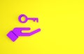 Purple Solution to the problem in psychology icon isolated on yellow background. Key. Therapy for mental health Royalty Free Stock Photo