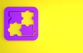 Purple Solution to the problem in psychology icon isolated on yellow background. Puzzle. Therapy for mental health Royalty Free Stock Photo