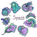 Purple space stickers Royalty Free Stock Photo