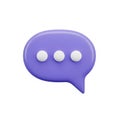 Purple Speech Bubble Icon with Three White Dots on White Background Royalty Free Stock Photo