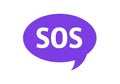 Purple speech bubble with sos message Royalty Free Stock Photo